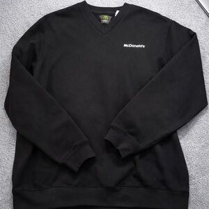 McDONALDS Text Restaurant Employee Uniform Sweatshirt Black Size XL